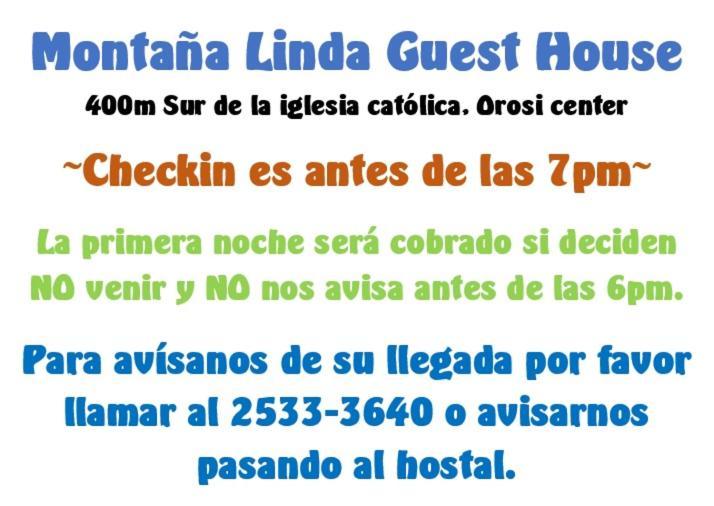 Montana Linda Guest House Orosí Exteriör bild